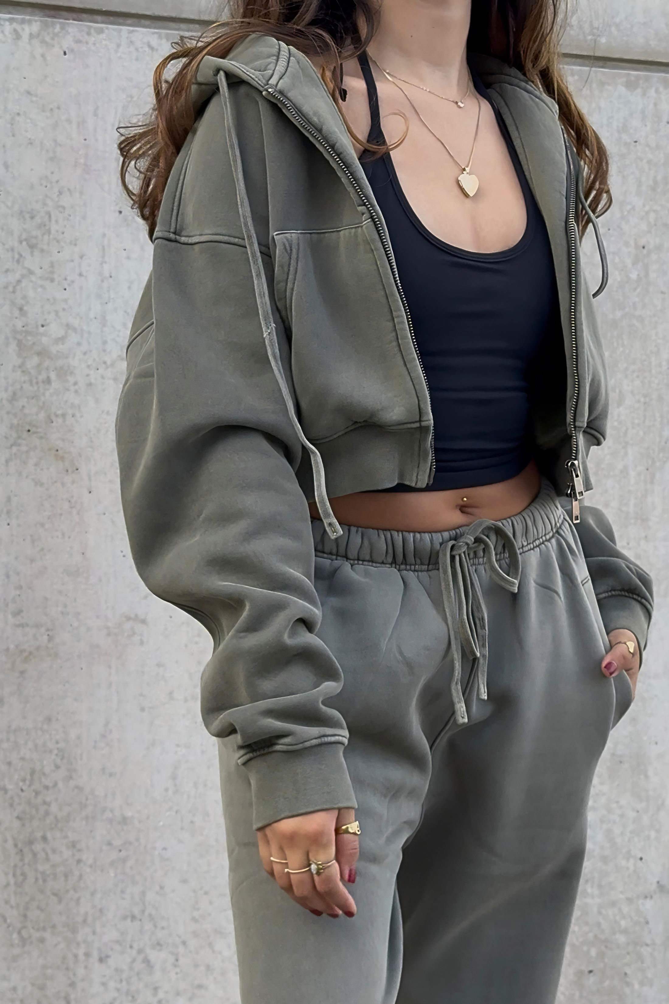 Heavyweight Vintage Fleece Cropped Zip Up Jacket