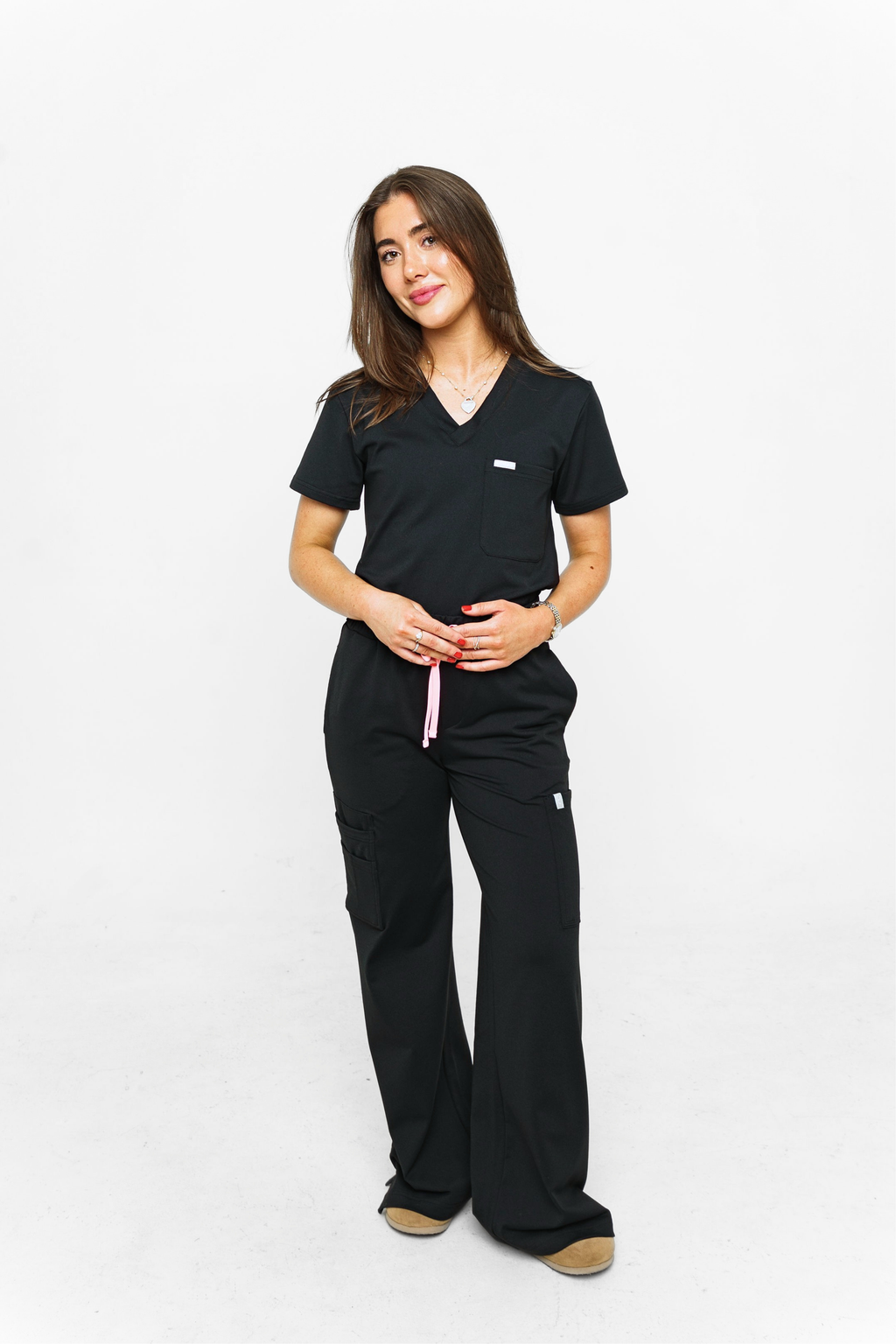 9-Pocket High Waisted Wide Leg Scrub Pants