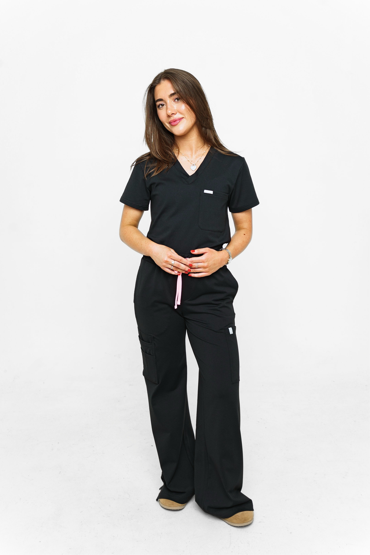 9-Pocket High Waisted Wide Leg Scrub Pants
