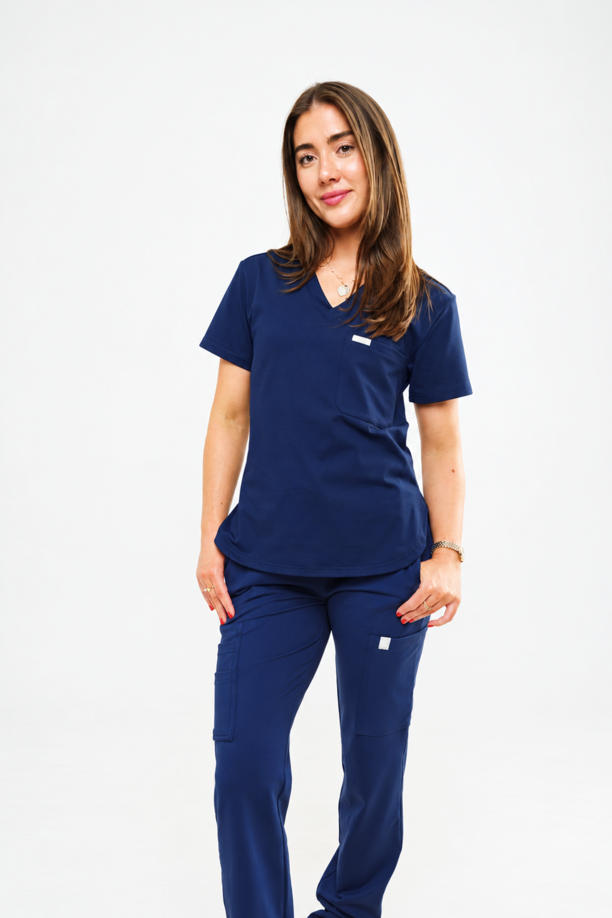 9-Pocket High Waisted Straight Leg Scrub Pants