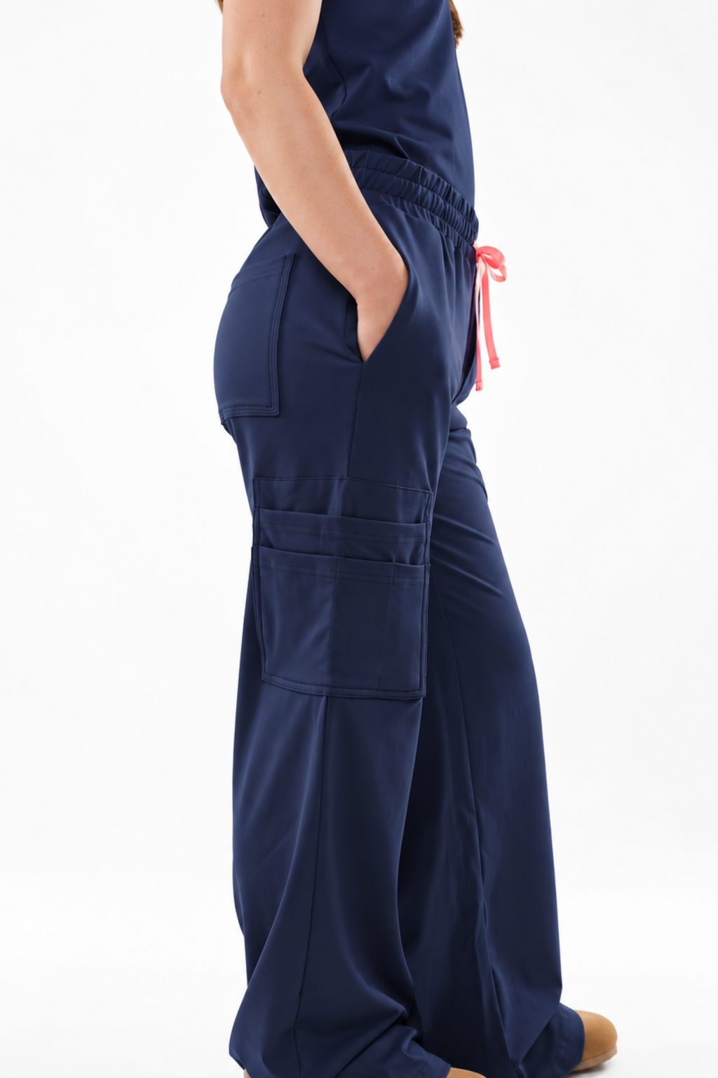 9-Pocket High Waisted Wide Leg Scrub Pants