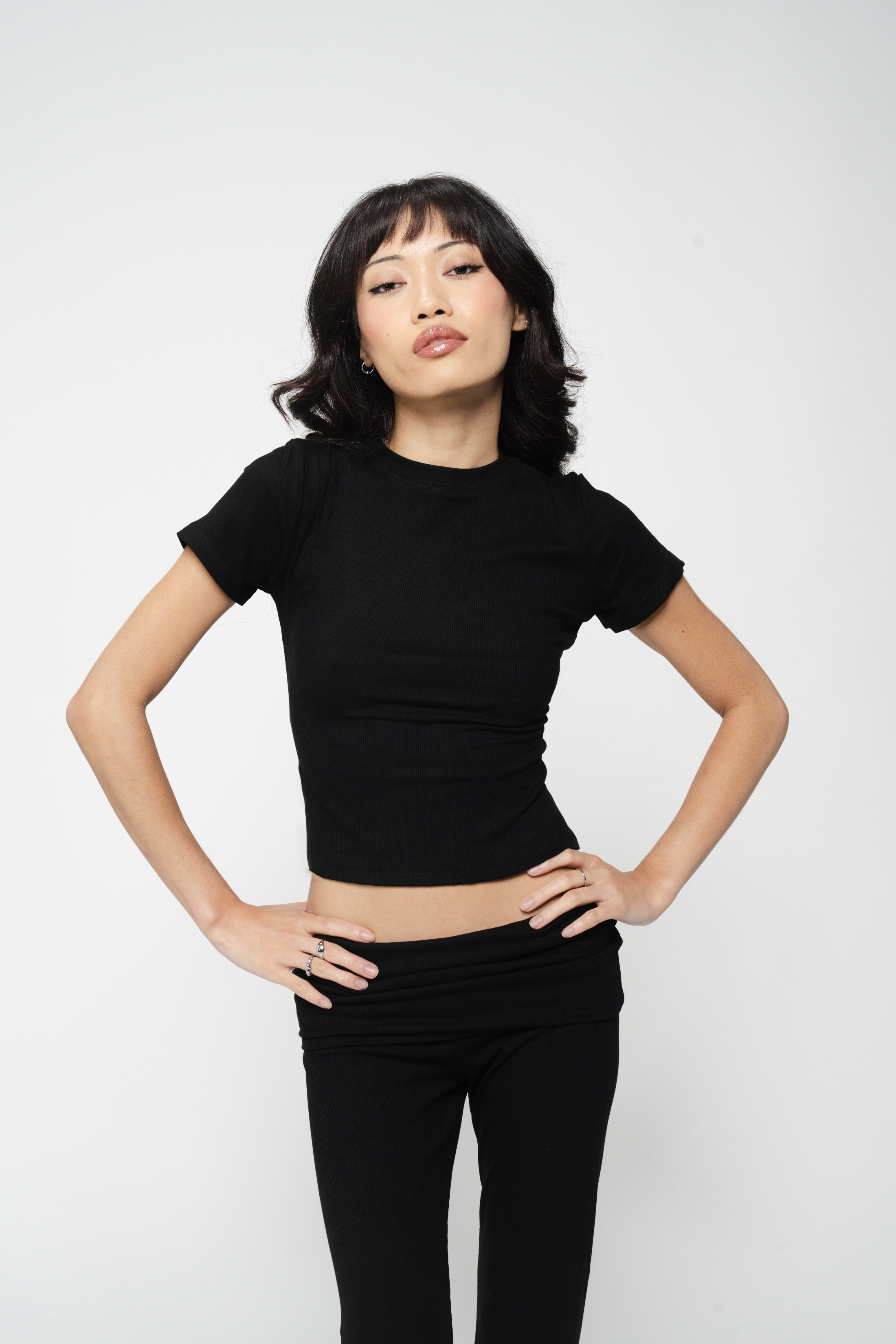 Ribbed Set Cropped Tee