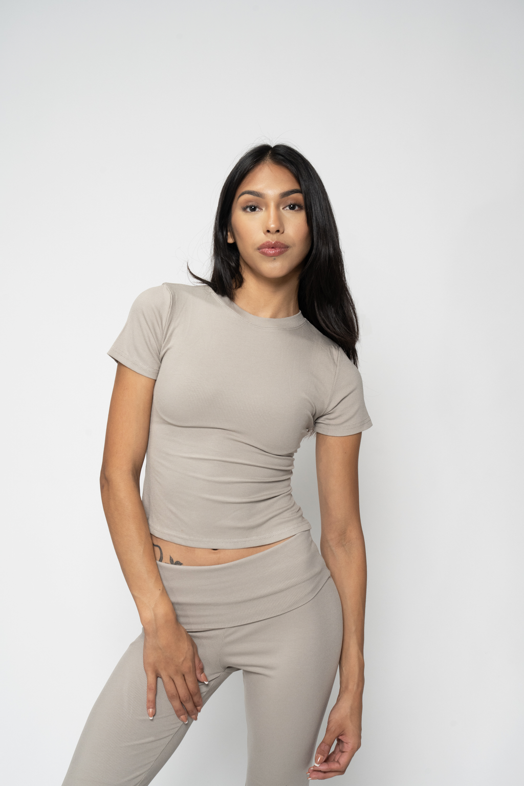 Ribbed Set Cropped Tee