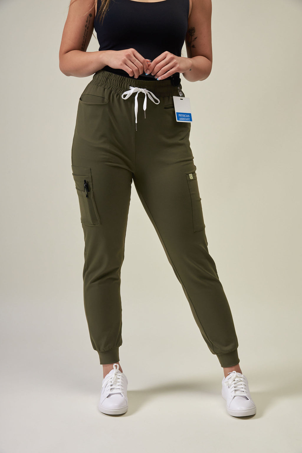 1 Pocket V Neck Scrub Top & 8 Pocket Jogger Scrub Pants | Olive Set