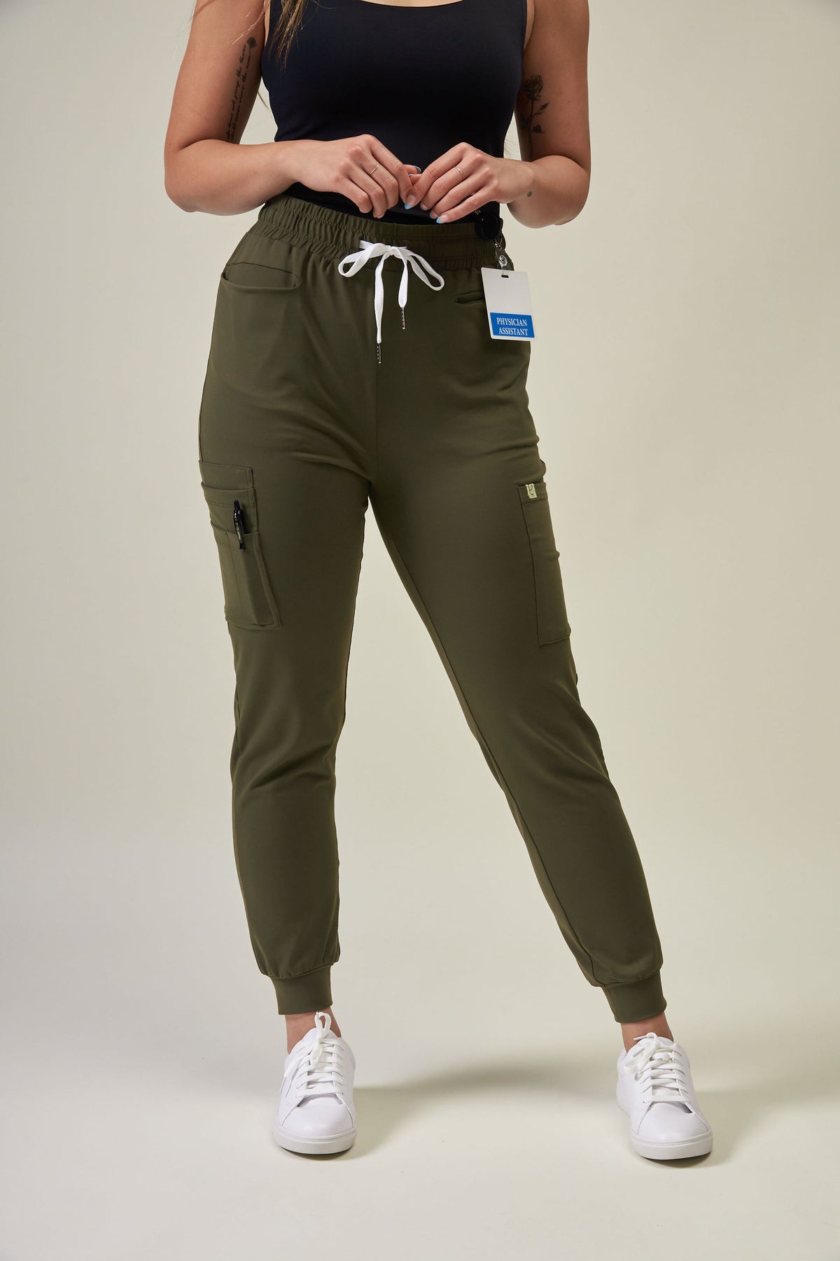 1 Pocket V Neck Scrub Top & 8 Pocket Jogger Scrub Pants | Olive Set