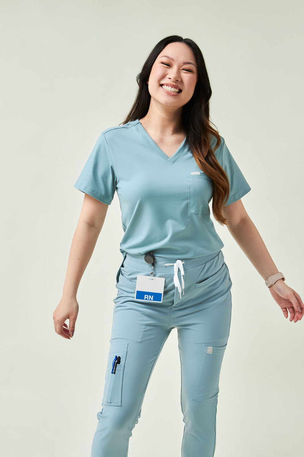 1-Pocket V Neck Scrub Top | Seafoam