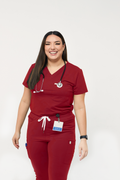 1 Pocket V Neck Scrub Top | Ruby